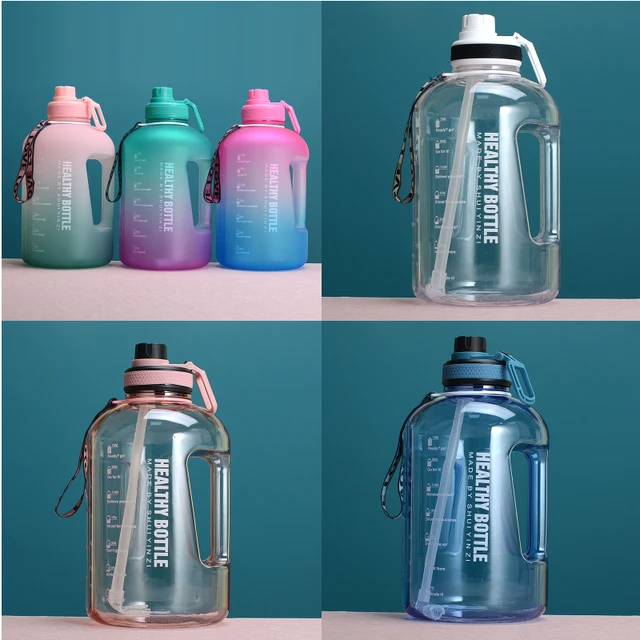 2.2l Sports Water Bottle Large Capacity Water Cup Outdoor Gym Fitness  Portable Straw Big Water Bottle Plastic Ton Barrel - Water Bottles -  AliExpress