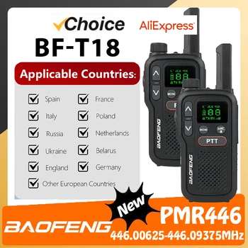 PMR446 BF-T18 Handheld PMR Walkie Talkie Radio Station Transmitter 1500mAh Wireless Device Long Range Two Way Radios Flashligh 1