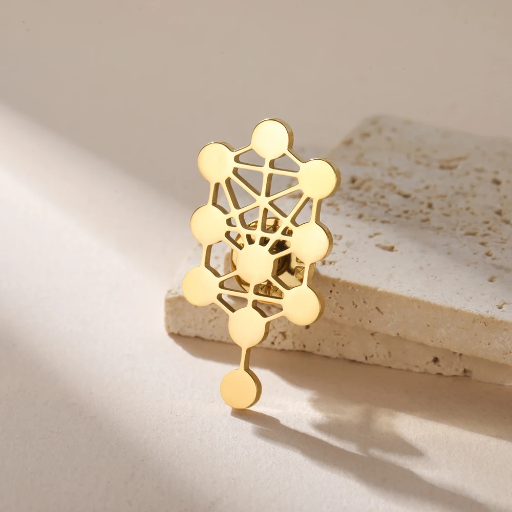 Dawapara Sephirot Baum des Lebens Brosche Pins Kabbalah Baum Heilige Geometrie Jüdischer Schmuck Edelstahl Jubiläumsgeschenk – Detail 12