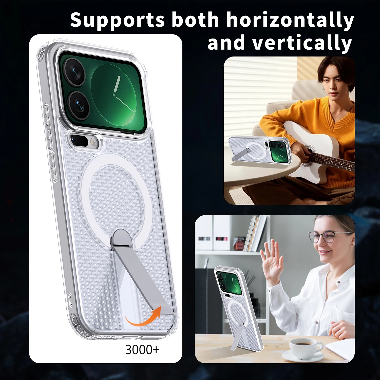 Magnetic Shockproof Transparent Cooling Case with Heat Dissipation and Hidden Holder