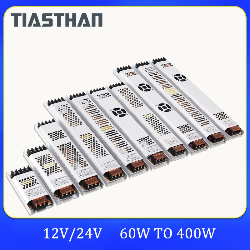 초박형 전원 공급 장치, DC 12V 24V 조명 변압기, LED 스트립용 AC185-240V 드라이버, 60W, 100W, 150W, 200W, 300W, 400W
