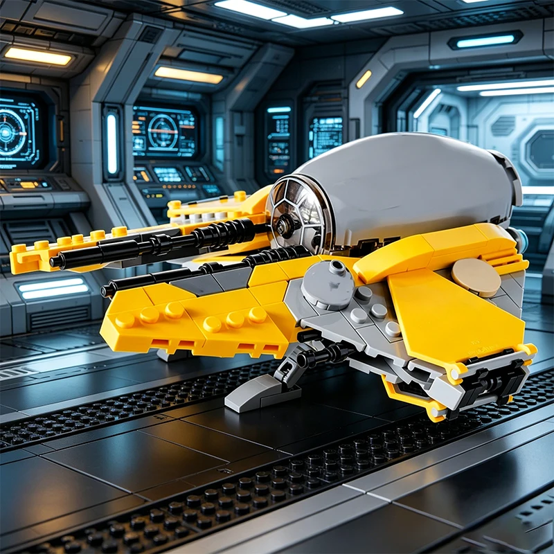 새로운 360 PCS MOC 스타 배틀 옐로우 인터스텔라 인터셉터 모델 빌딩 블록 벽돌 크리 에이 티브 조립 교육 장난감 선물