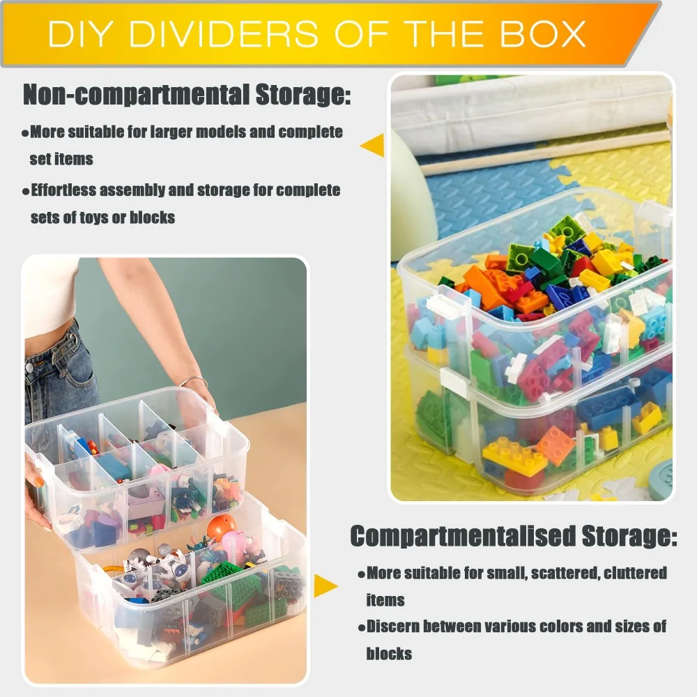 Stackable Lego Toy Storage Box Plastic Building Block Organizer