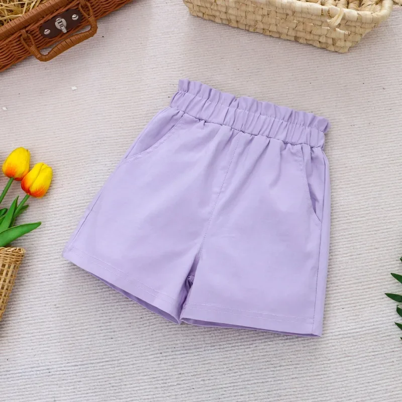 2025 New Summer Kids Wears Children Shorts Cotton Linen Pants Girls Pant Cartoon Casual Pants 4-10 Years 3