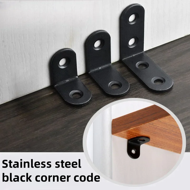 30pcs black stainless steel L-shaped right angle bracket connector fasteners stainless steel brackets fastening wooden furniture