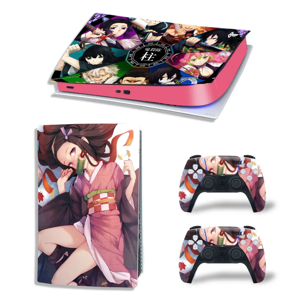 Demon Slayer Tanjiro PS5 Digital Edition Skin Decal Cover for PlayStation 5 Console and 2 Controllers PS5 Skin Sticker Vinyl 