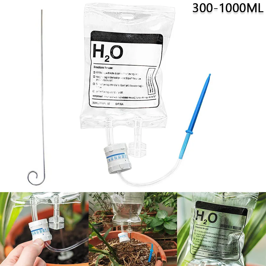 

350-1000ML Plant Water Bag Irrigation Drip Bag with Metal Hooks Self Watering Devices with Adjustable Water Outlet Speed Plant