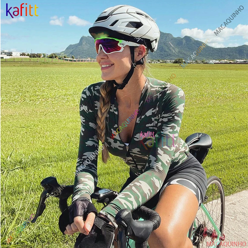 

Frete Gratis Brasil Macaquinho Ciclismo Feminino Roupa Ciclista Manga Longa Camuflar