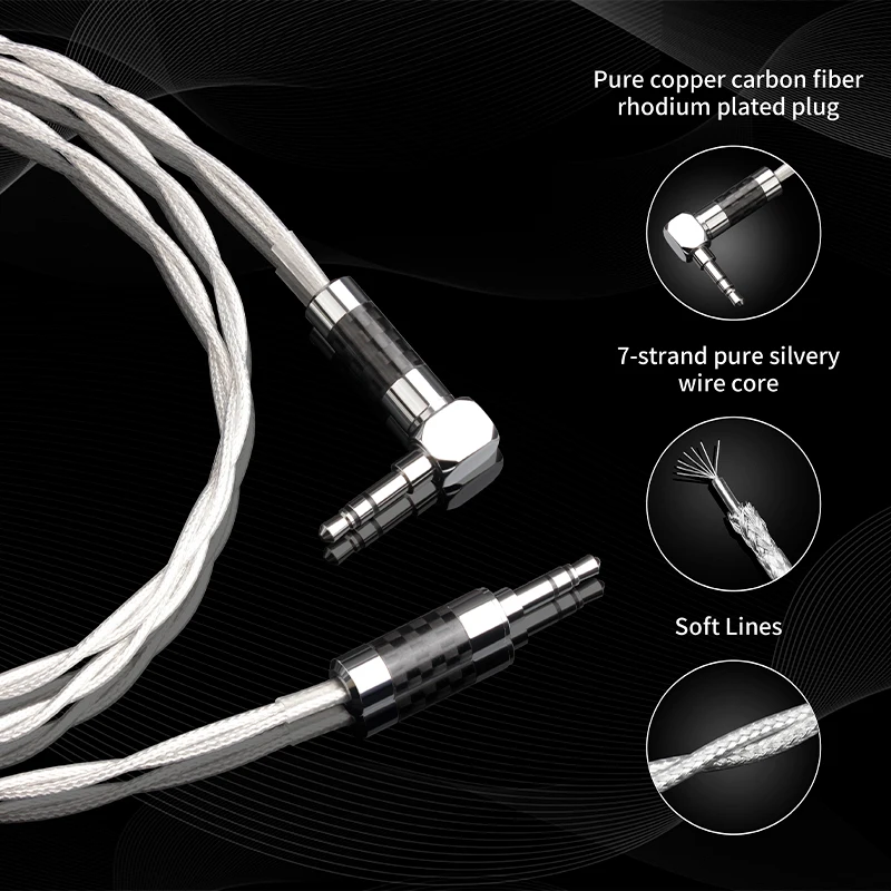 YYAUDIO HIFI Sterling Silver Premium AUX Audio Cable
