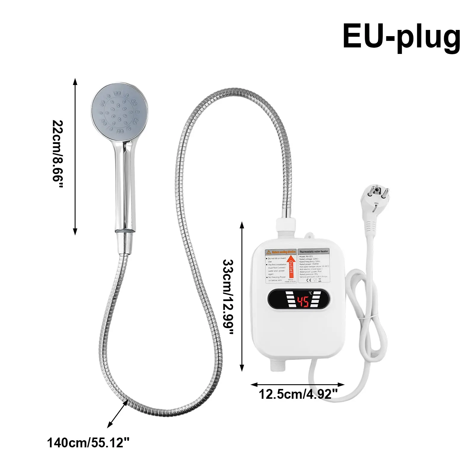 Description Picture 6 of item1set 3500W Tankless Hot Water Heater Shower Electric Portable Instant Boiler Bathroom Home Appliance Accessories