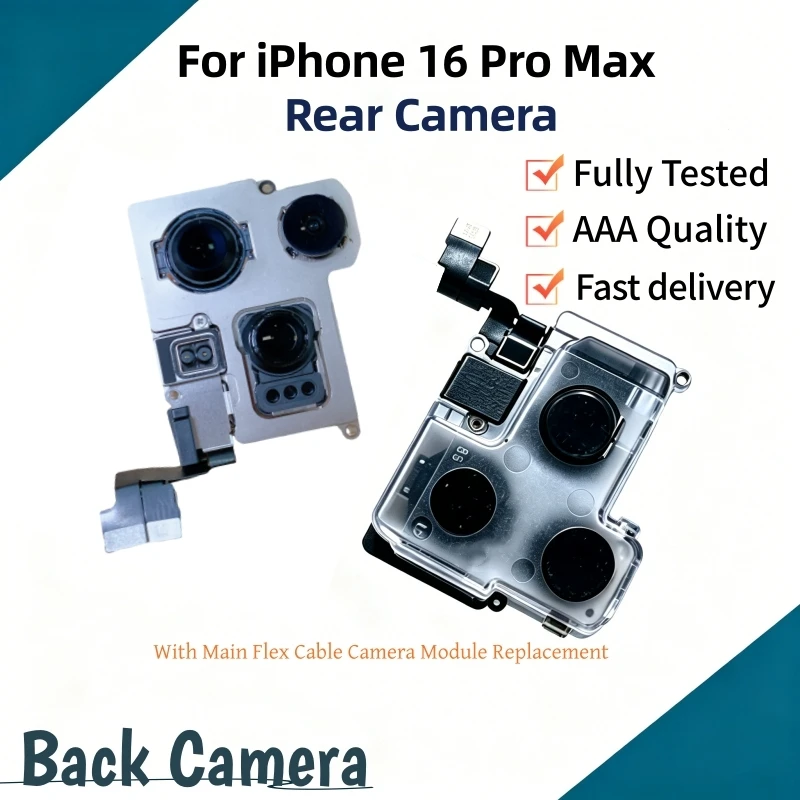 Caméra arrière principale entièrement testée avec module de câble flexible pour iPhone 16 Pro Max – Pièces de rechange pour caméra arrière 1
