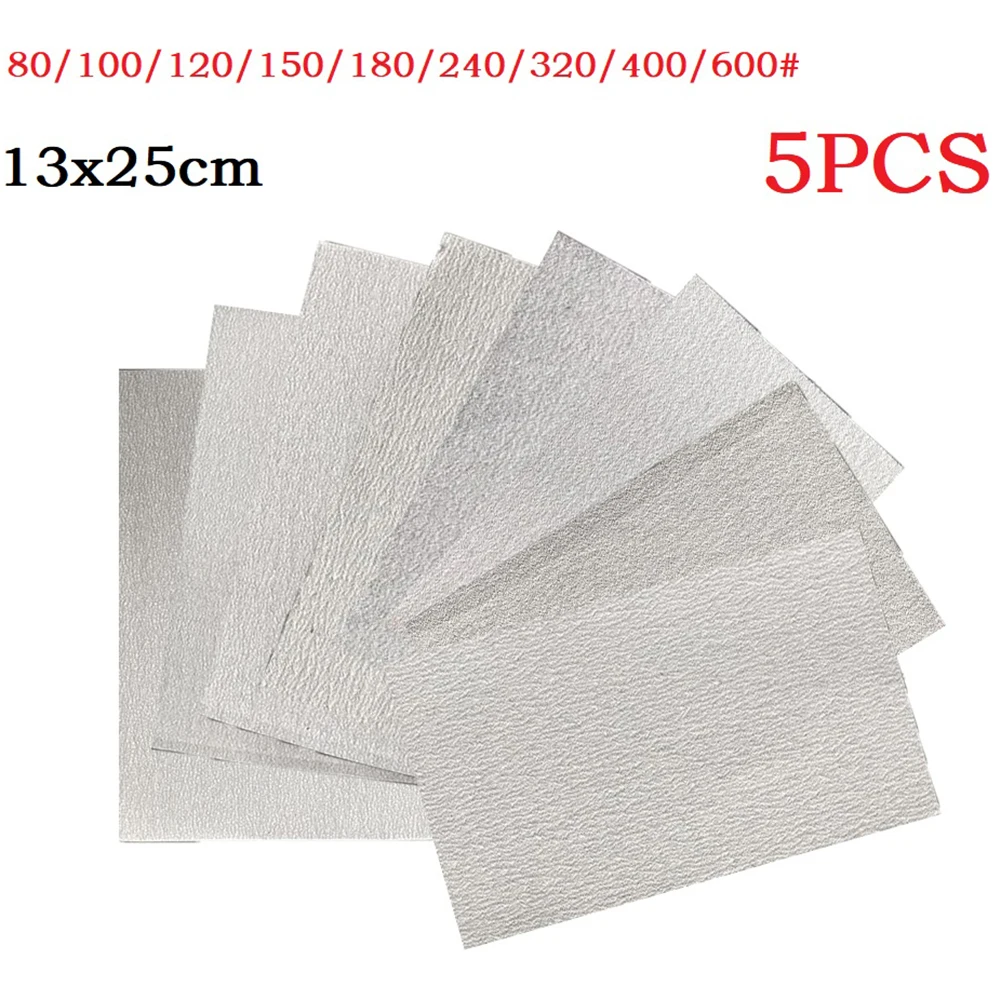 

5pcs Water Sandpaper Papers Soft Paper Base 80 100 120 150 240 320 400 Car Paint Mixed Assorted Grit Wet And Dry Sandpaper