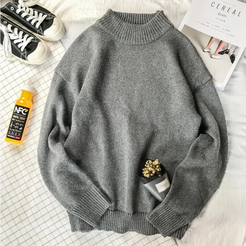 Dark gray 900 solid color half turtleneck