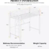 SHA CERLIN Metal Loft Bed Twin Size, Heavy Duty Loft Twin Bed Frame with Full-Length Guardrail & Removable Stairs, Noise-Free, 3