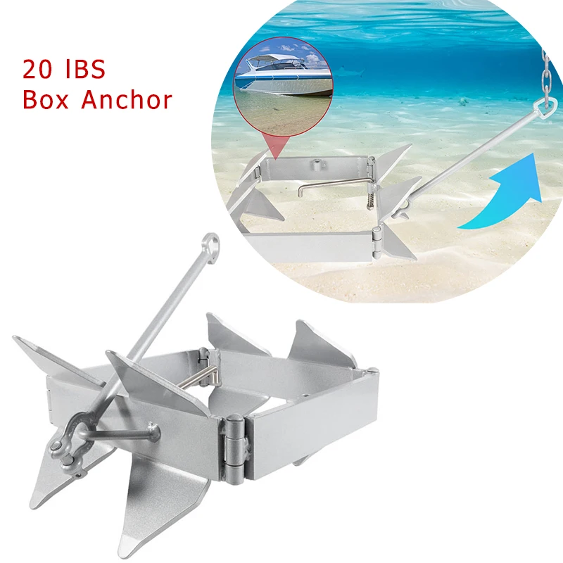 20 lBS Box Anchor Fits Boats 18 to 30 Feet, Box-Style Offshore Boating Anchor, Galvanized Steel Folding Anchor Yacht Accessories