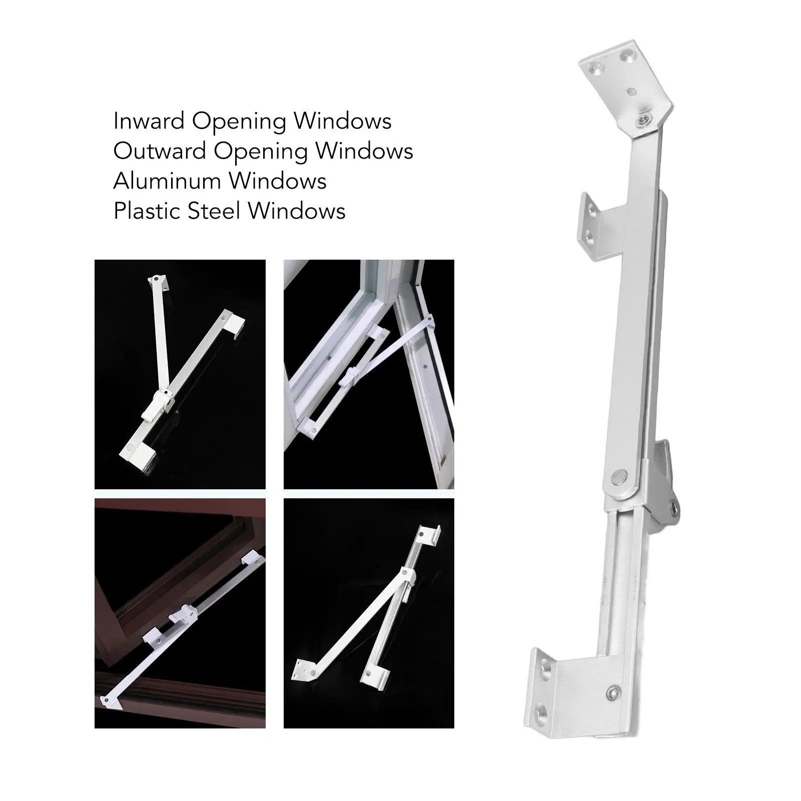 Adjustable T-Shaped Aluminum Alloy Window Wind Brace-Easy Install Silver Casement Hinge for office Use