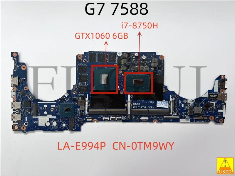 

Б/у материнская плата для ноутбука Φ для G7 7588 с sr3y CN-0TM9WY GTX1060 полностью протестированная 100% работа