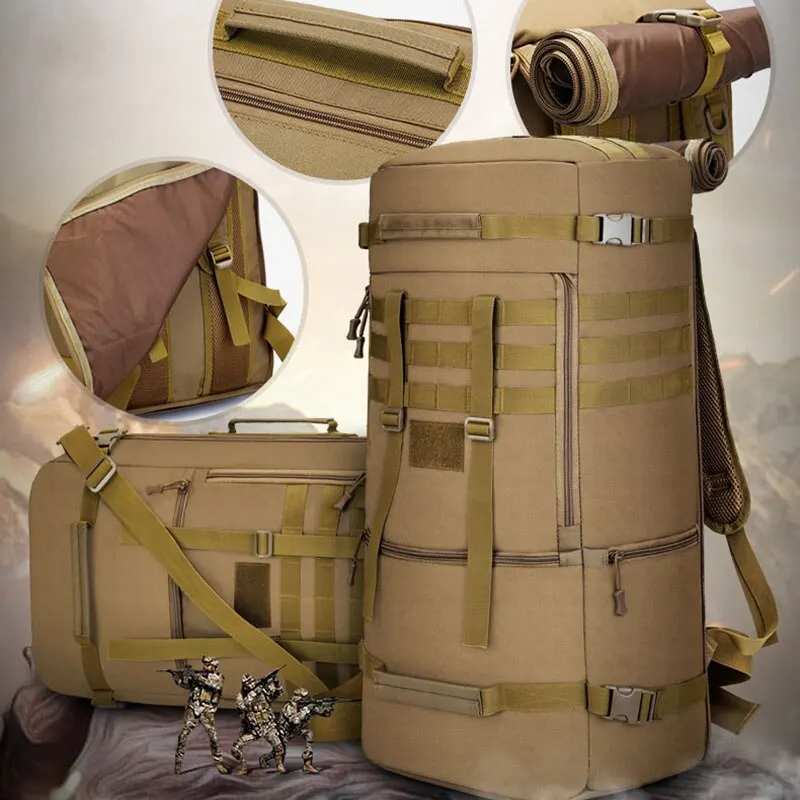 Mochila GRANDE DE 65L para hombre, bolsa de equipaje de viaje para deporte,  caza, Camping, bolso de hombro militar táctico para exteriores - AliExpress