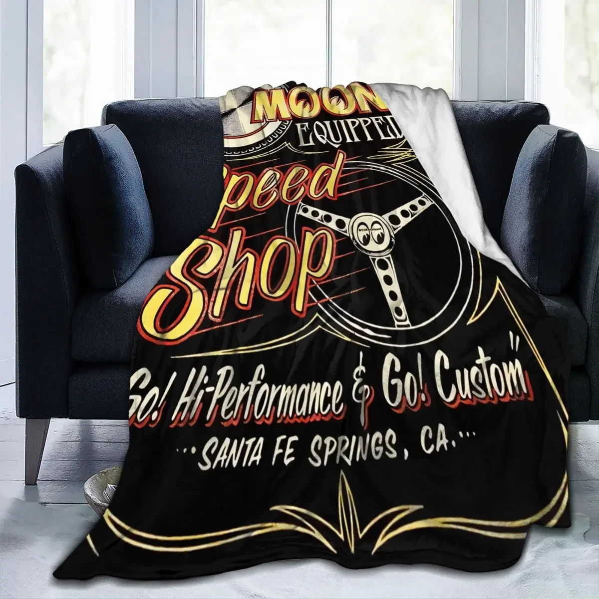 

Men's Mooneyes Moon Equipped Speed Shop Throw Blanket Cute Portable Suitable For Sofa AntiPilling