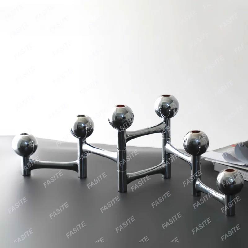 

Modern Nordic model house dining table metal candle holder hotel living room dining table art atmosphere candle holder