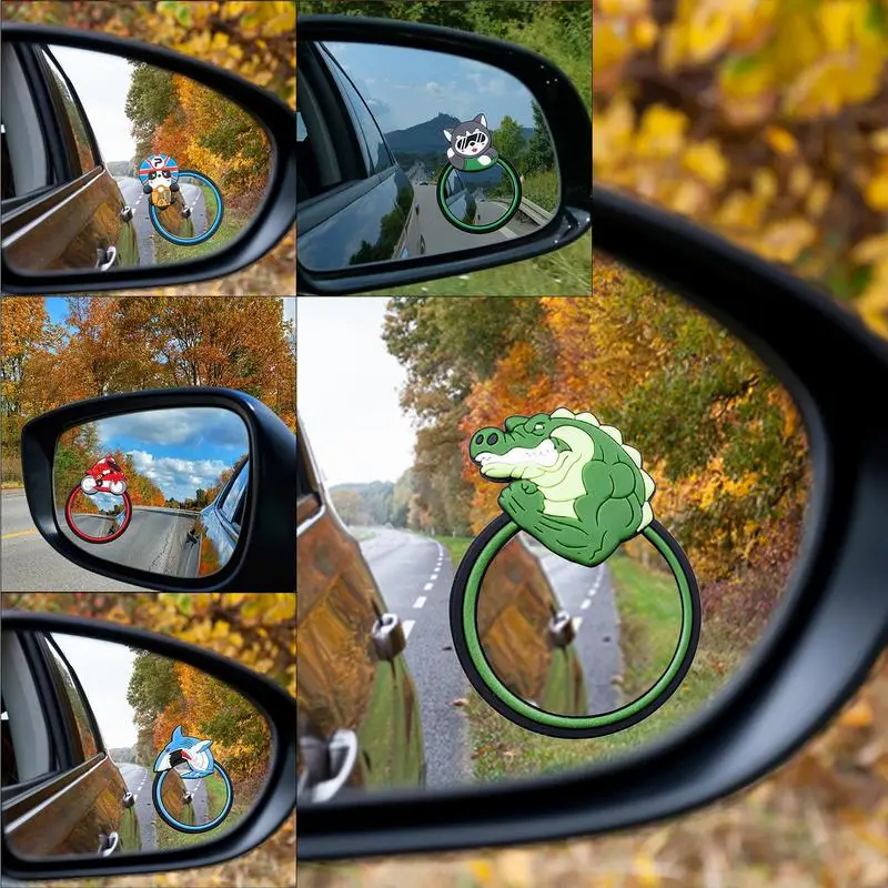 

360 Degree car Blindspot Mirror Adjustable Cartoon Circular Rearview Small Mirror Suction Stable Compact mirror for car truck