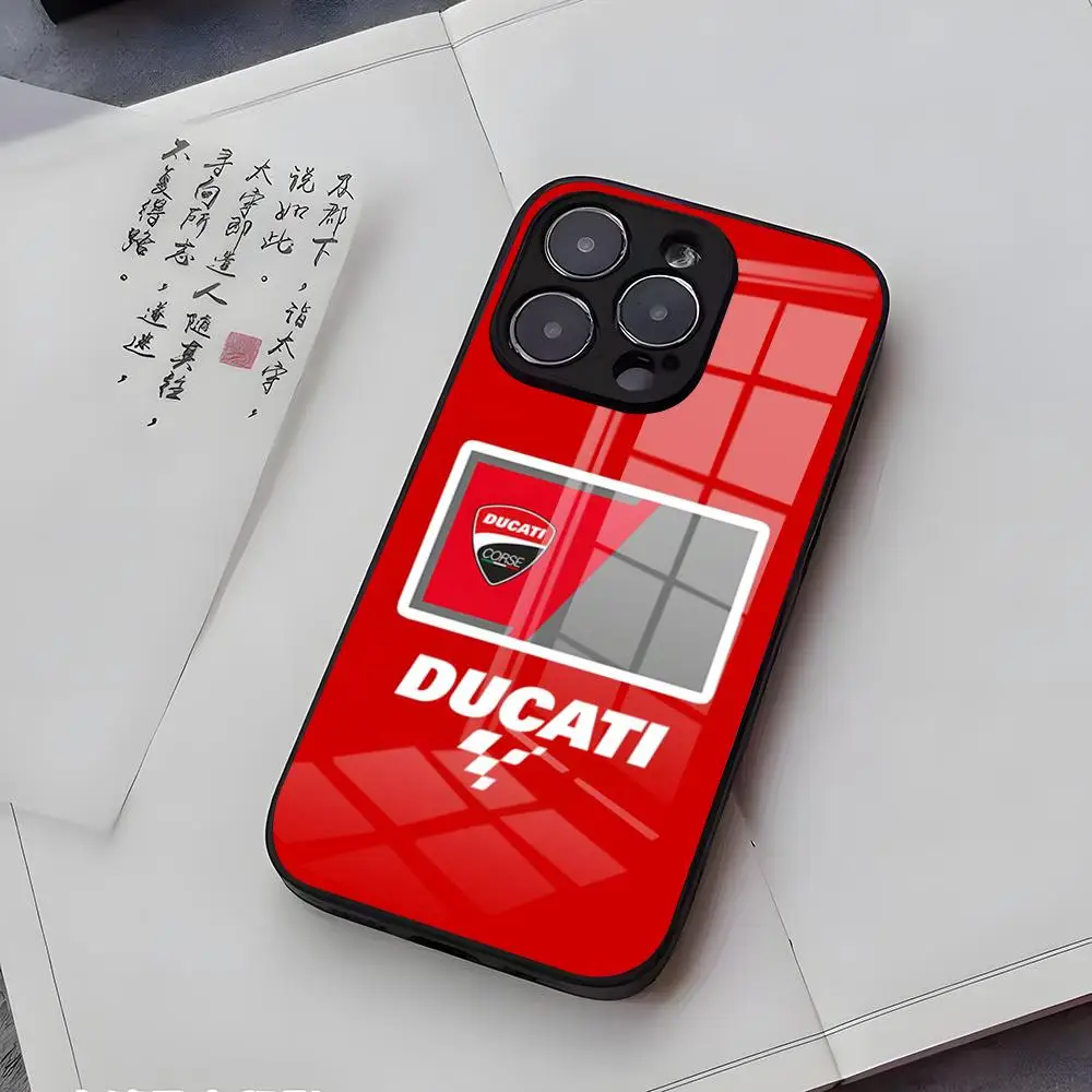 Elegant Black Glass Motorcycle Logo Phone Case