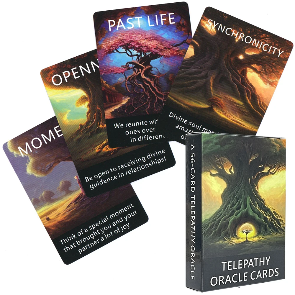 

Tree Telepathy Oracle Cards Prophecy Divination English Version Tarot Deck with Meaning on It Keywords Taro 56-cards