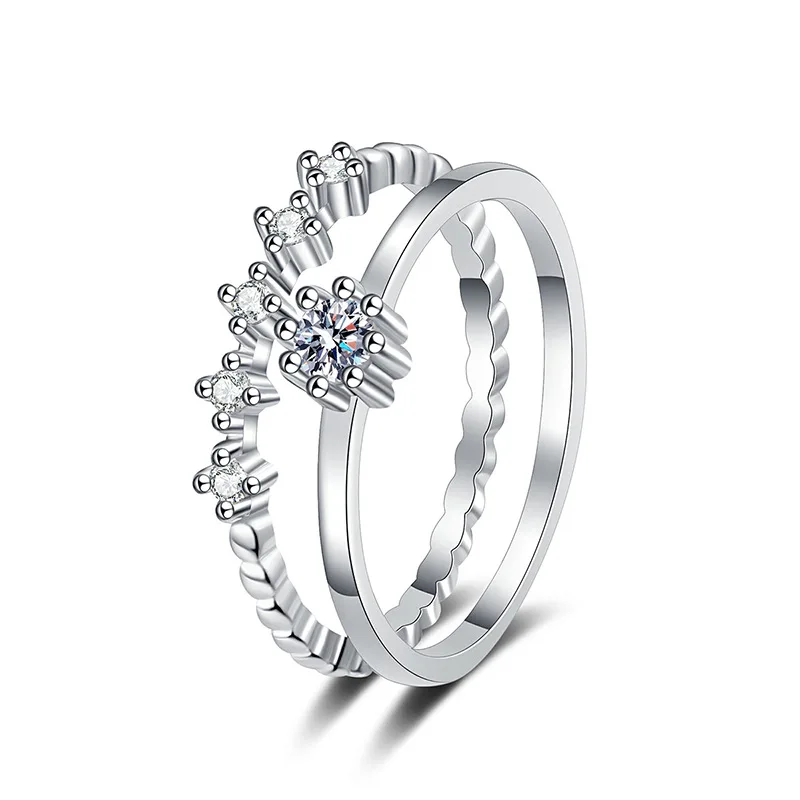Real Moissanite Wedding Ring Bridal Sets Platinum Plated 925 Sterling Silver Luxury Quality Jewelry Wholesale Ring 5