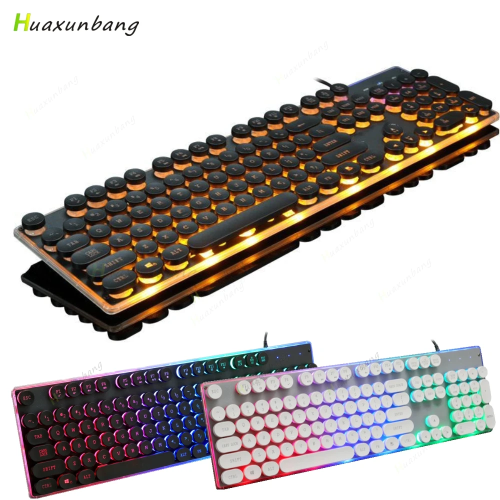 RGB Backlit Gaming Keyboard LED Punk Key USB Wired MultiMedia Mechanical Gaming Keyboards For PC Computer Laptop Desktop Teclado