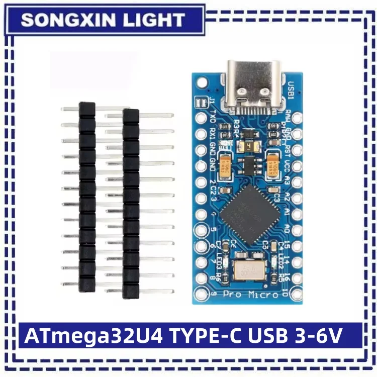 5V 16MHz ATmega32u4 Microcontroller Board (Pro Micro Replacement) With USB Cable