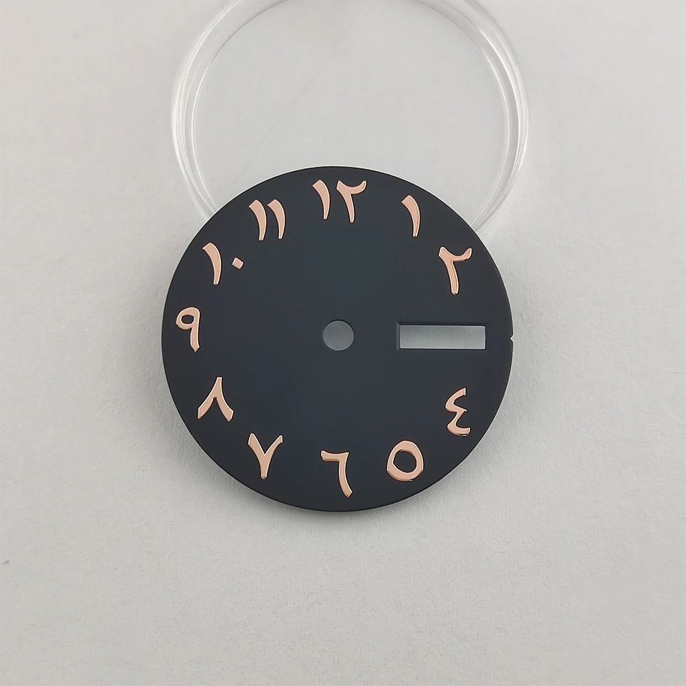 28.5mm NH35 Dial Watch Dial Arabic Rose Gold Nail Watch Face Single and Double Calendar Parts Fit NH35/NH36 Movement