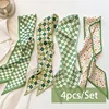 4pcs/set Series Silk Satin Scarf Women Cloth Hair Bands Headdress Accessories Lady Scarves Ribbon Neck Ties for Bag Handle 6
