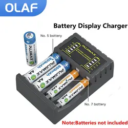 Smart Battery Charger with 4 Slots AAA/AA Rechargeable Battery for1.2V NiMH NiCd LED Display Fast Charge Micro USB/Type c Charge