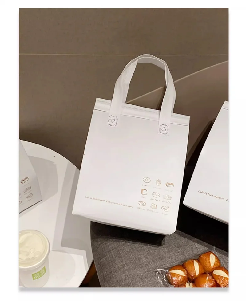 10pcs Non-Woven Insulated Tote Bags – Reusable Fabric Pouches for Cake, Bread, Drinks, ... - SKU NITB1733 - UGI Packaging