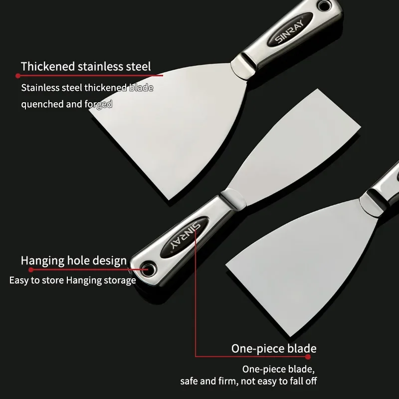 Stainless Steel Integrated Putty Knife Scraper Spatula Putty Painter Paint Tool Plaster Shovel Clean Spatula Construction Tool