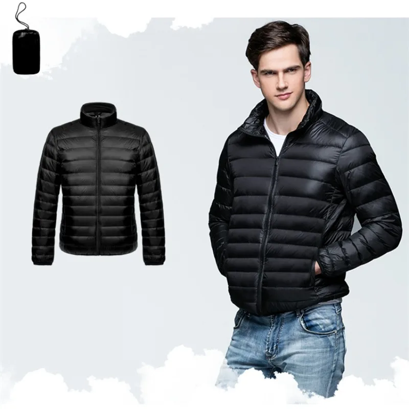 

Men's Lightweight Down Jacket 2023 New Stand Collar Short Style White Duck Plus Size Outwear Tops for Middle-Aged Men Q782