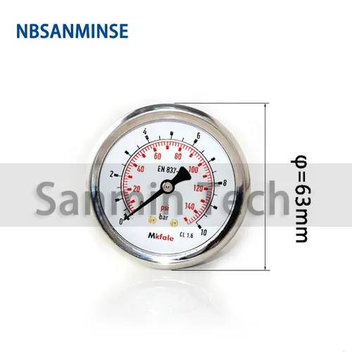 Description Picture 3 of itemInstruments Stainless Steel Gauge SM1SP63B 63mm 2.5inch 1/4 NPT Back Manometer Liquid Hydraulic For Oil Medium Pressure Gauge