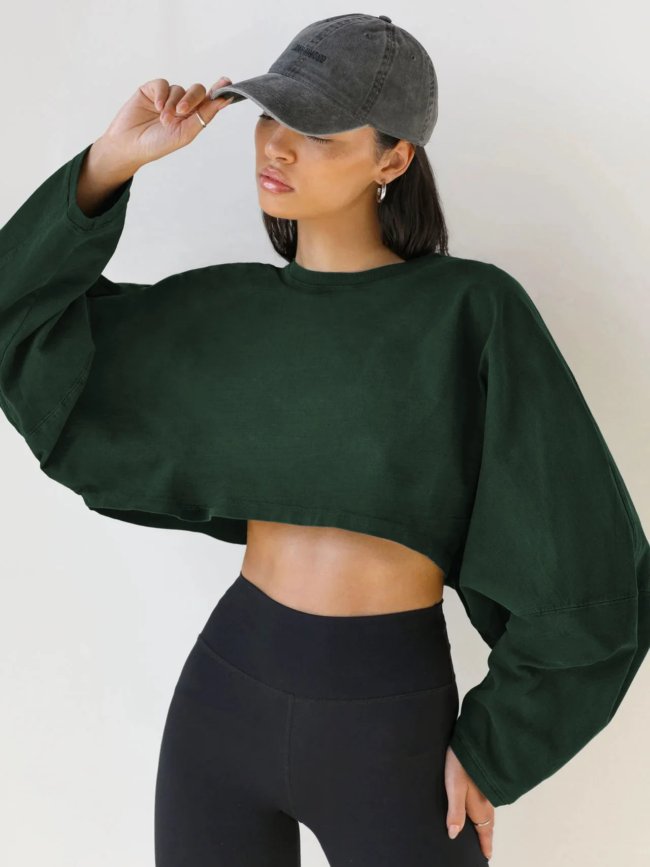Fashion Casual Women\'s T-shirt Long Sleeved Top Solid Color Sweatshirt Clothing Round Neck Top Women\'s Short Sports Yoga top
