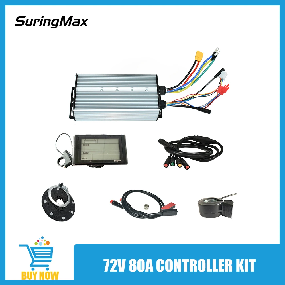 Waterproof Electric Bicycle Conversion Parts, 72V, 80A Controller, Square Wave, LCD Display, 3000W Motor Ebike controller Kit