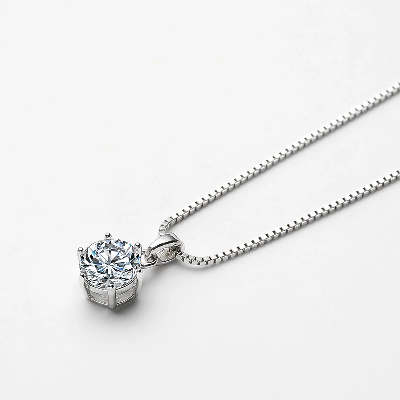 Pendant Necklace Silver Necklace Moissanite Necklace 1 Carat Real Moissanite Pendant Necklace 925 Sterling Silver For Women