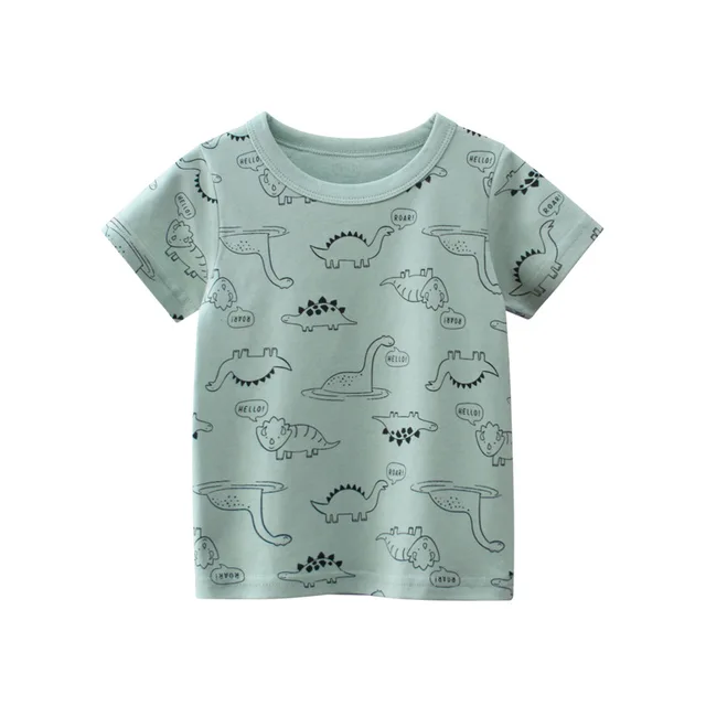 2022 Summer Boys T Shirt Cartoon Dinosaur Baby T-shirts Short Sleeves Full Print Children Clothing Cotton Kids Clothes Tee Tops A
