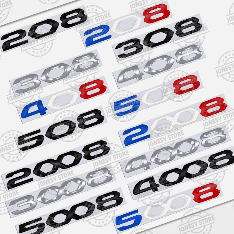 Auto Metallo Per Peugeot 208 308 408 508 2008 3008 4008 5008 Logo 3D Badge Lettering Decalcomanie Tronco Adesivo Car Styling