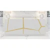 Reception Desks, 78.8" Wide Modern Staton Buffet Glossy White Lacquer with Champagne Gold Embellishments, Desks 1