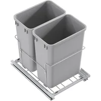 Bottom Mount Pull-Out Waste Container With Door Mounting Kit - Pull-Out Wire Basket-Grey 2 Waste Can-for 18" Frameles 2