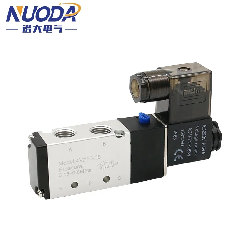 Pneumatic Electric Solenoid Valve 5 Way 2 Position Control Air Gas Magnetic 4V210-08 12V 24V 110V 220V Coil Volt