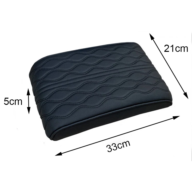 Wave Embroider PU Leather Car Armrest Mat Center Console Arm Rest Protection Cushion Auto Armrests Storage Box Cover Pad Center Console Armrest Car Armrest Box Armrest Box Car Armrest Cover Center Console Cover Armrest Pad Car Armrest Mat