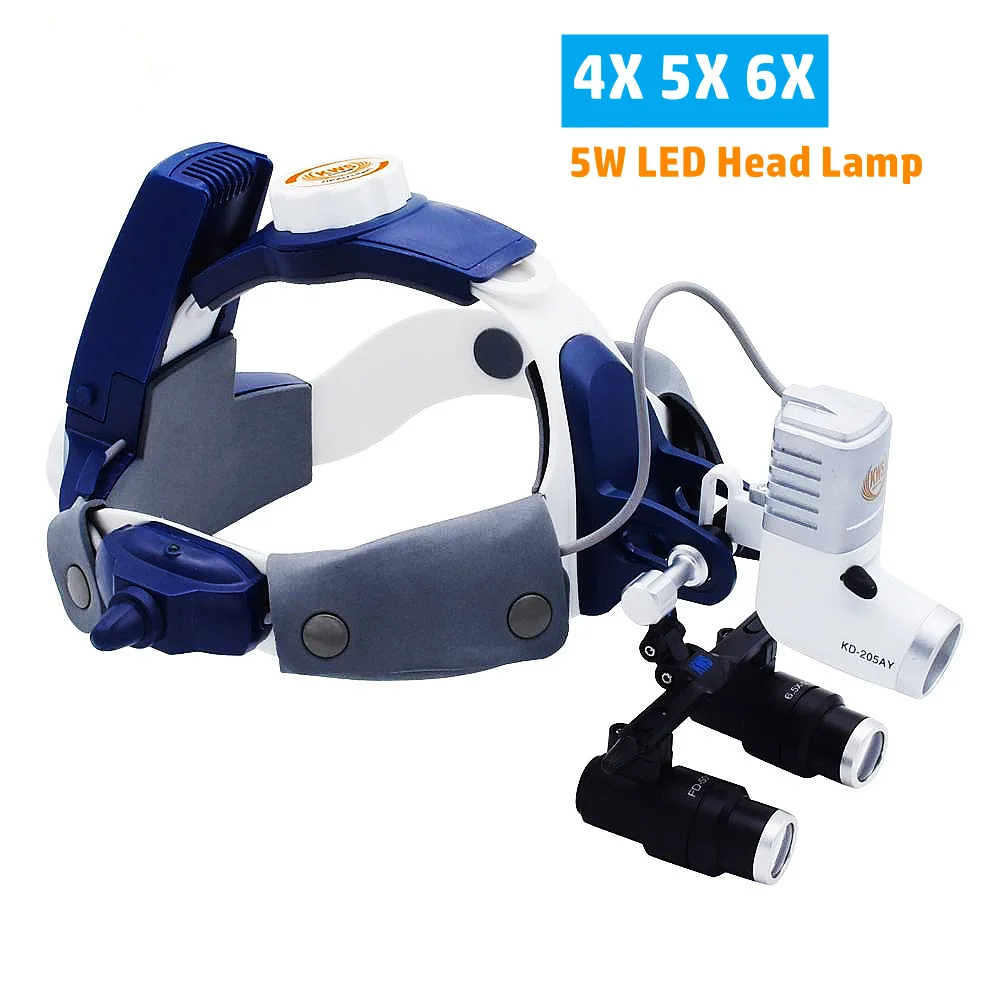 Loupes Dentaires Avec Phare LED 5W Sans Fil - Grossissement 4X - Ergonomique Pour Chirurgie