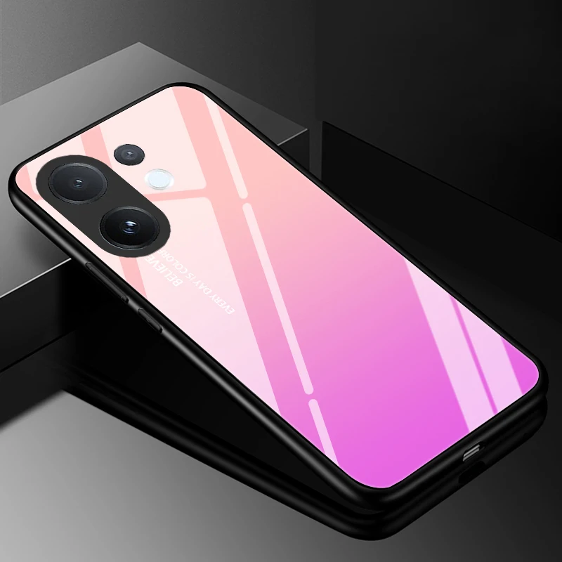 Luxury Tempered Glass Phone Case with Hard PC Bumper