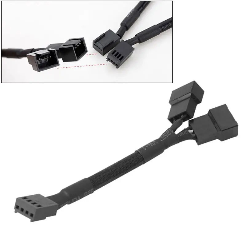 

PWM Fan Splitter 4pin Adapter Cable 1x4pin to 2x4pin Computer CPU Splitter PC Internal Motherboard Extension Power Cable F0T1
