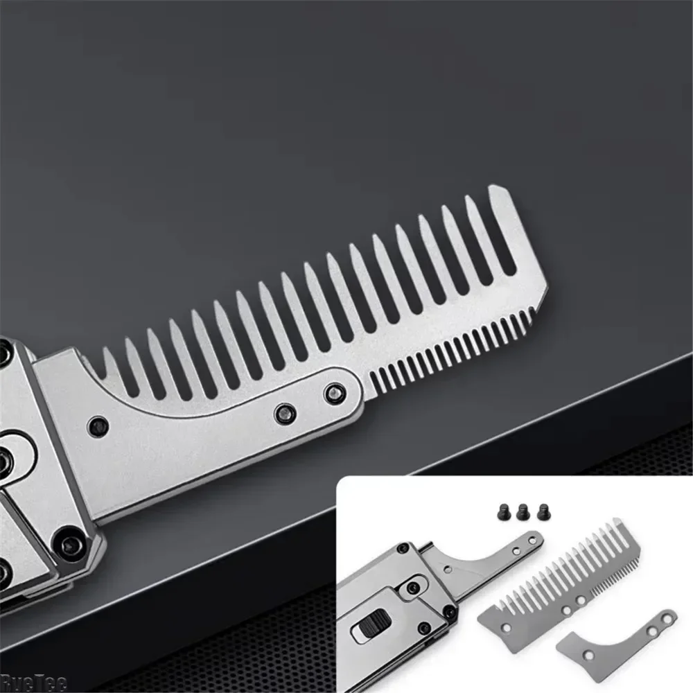 Multi-function EDC Utility Window Breaker Titanium Alloy Folding Comb Replaceable Comb Outdoor Camping Hunting Survival Tool 4